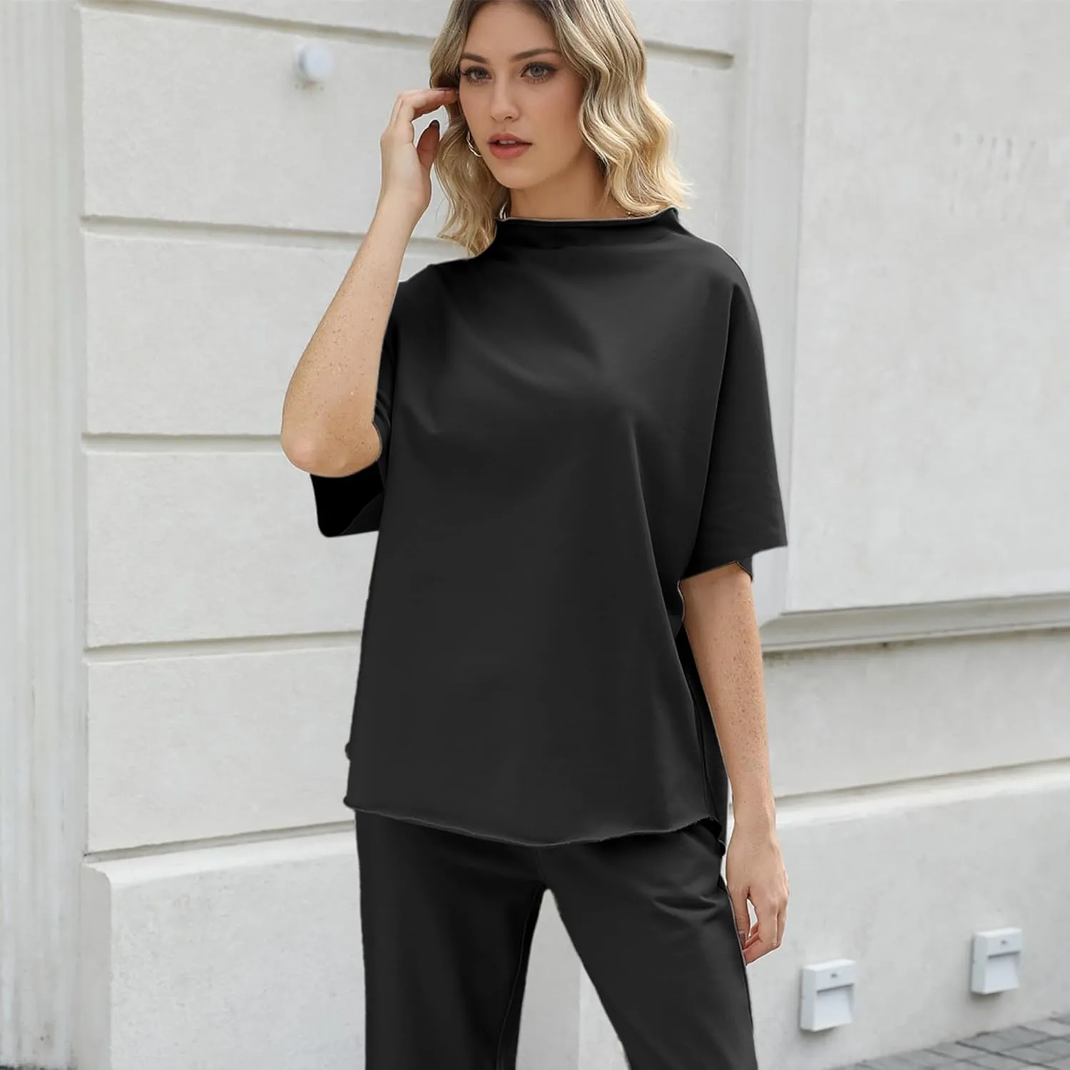 Womens Tops Batwing Sleeve Mock Neck T Shirts Oversized Tees Maternity Workout Casual Blouses Trendy Y2K Outfits