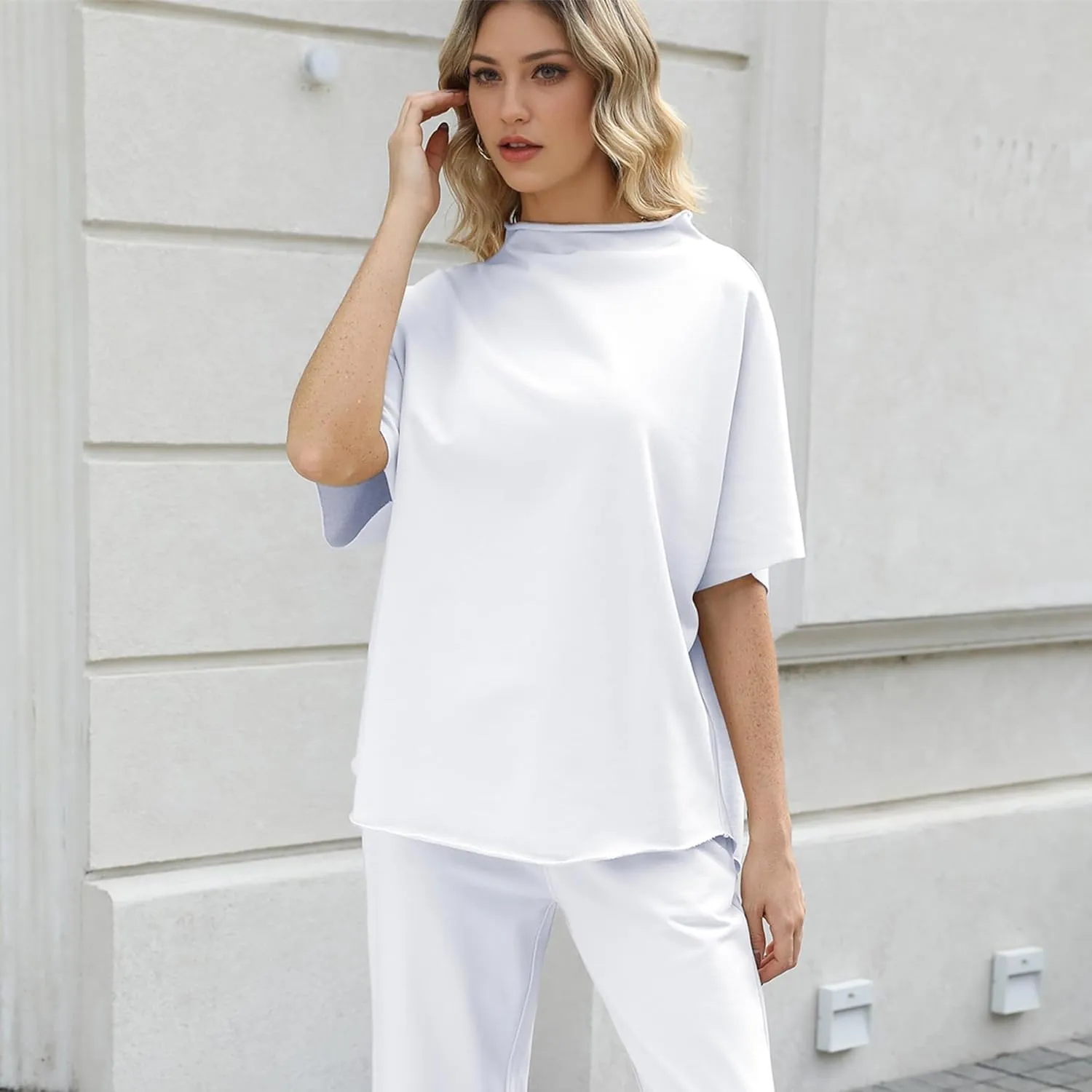 Womens Tops Batwing Sleeve Mock Neck T Shirts Oversized Tees Maternity Workout Casual Blouses Trendy Y2K Outfits