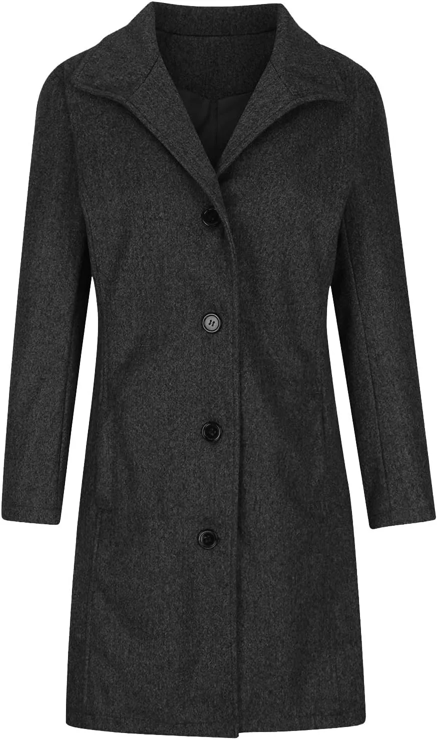 Wool Coats for Women Single Breasted Overcoat Winter Pea Coat Stand Collar Long Jacket Warm Wool Over Coats