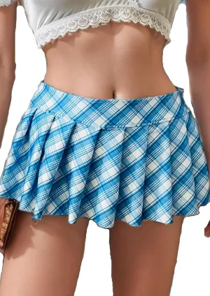 XSPICE Pleated Mini Skirts for Women Plaid Short Skirts for Women Plus Size