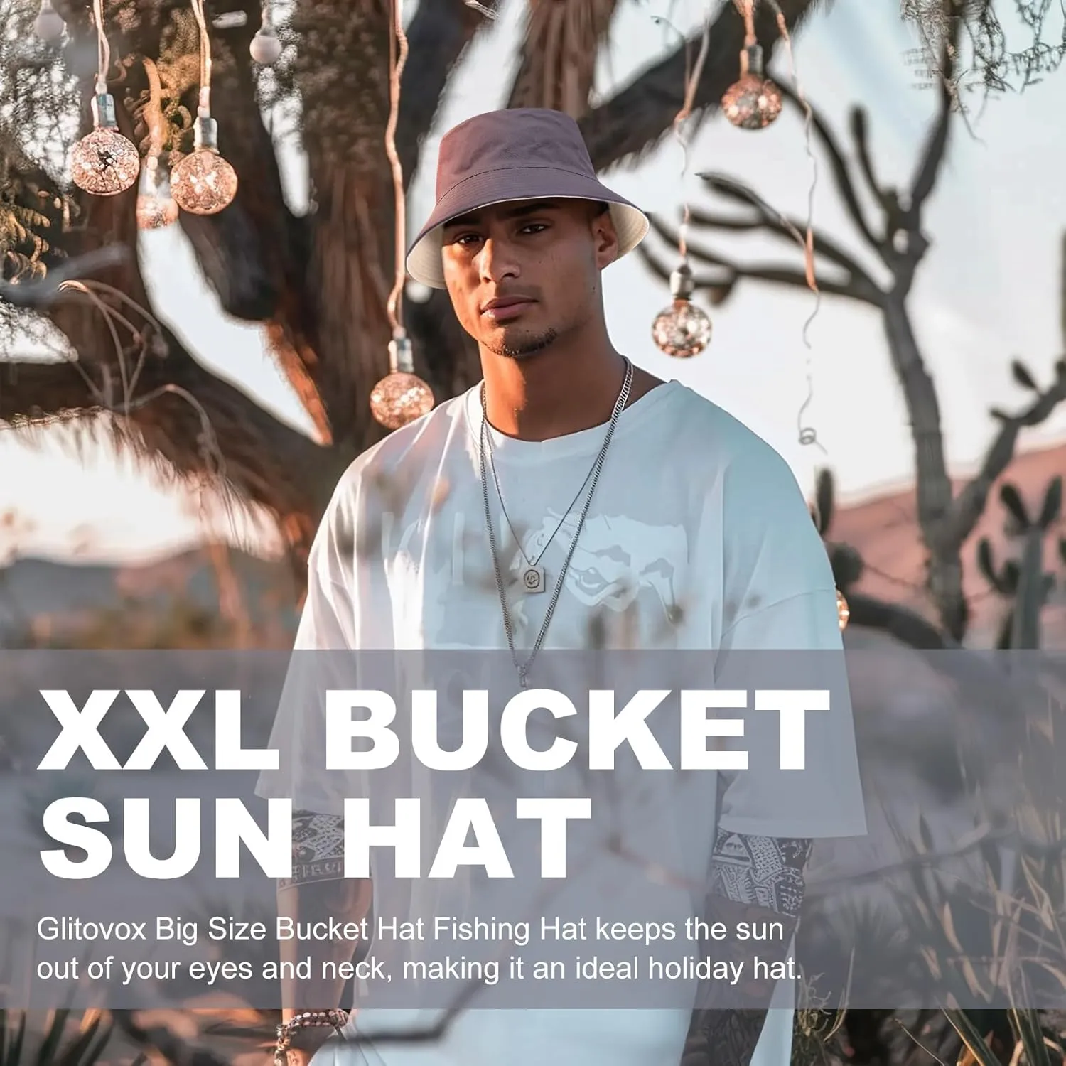 XXL Bucket Hat for Women Men, Oversize Reversible Cotton Fisherman Hats, Double Side Wear Summer Bucket Sun Hats