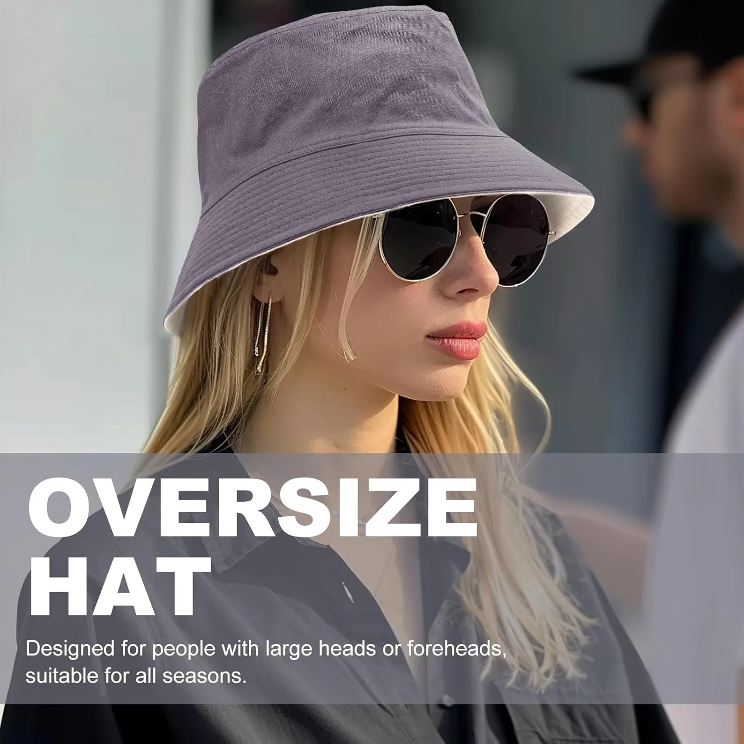 XXL Bucket Hat for Women Men, Oversize Reversible Cotton Fisherman Hats, Double Side Wear Summer Bucket Sun Hats