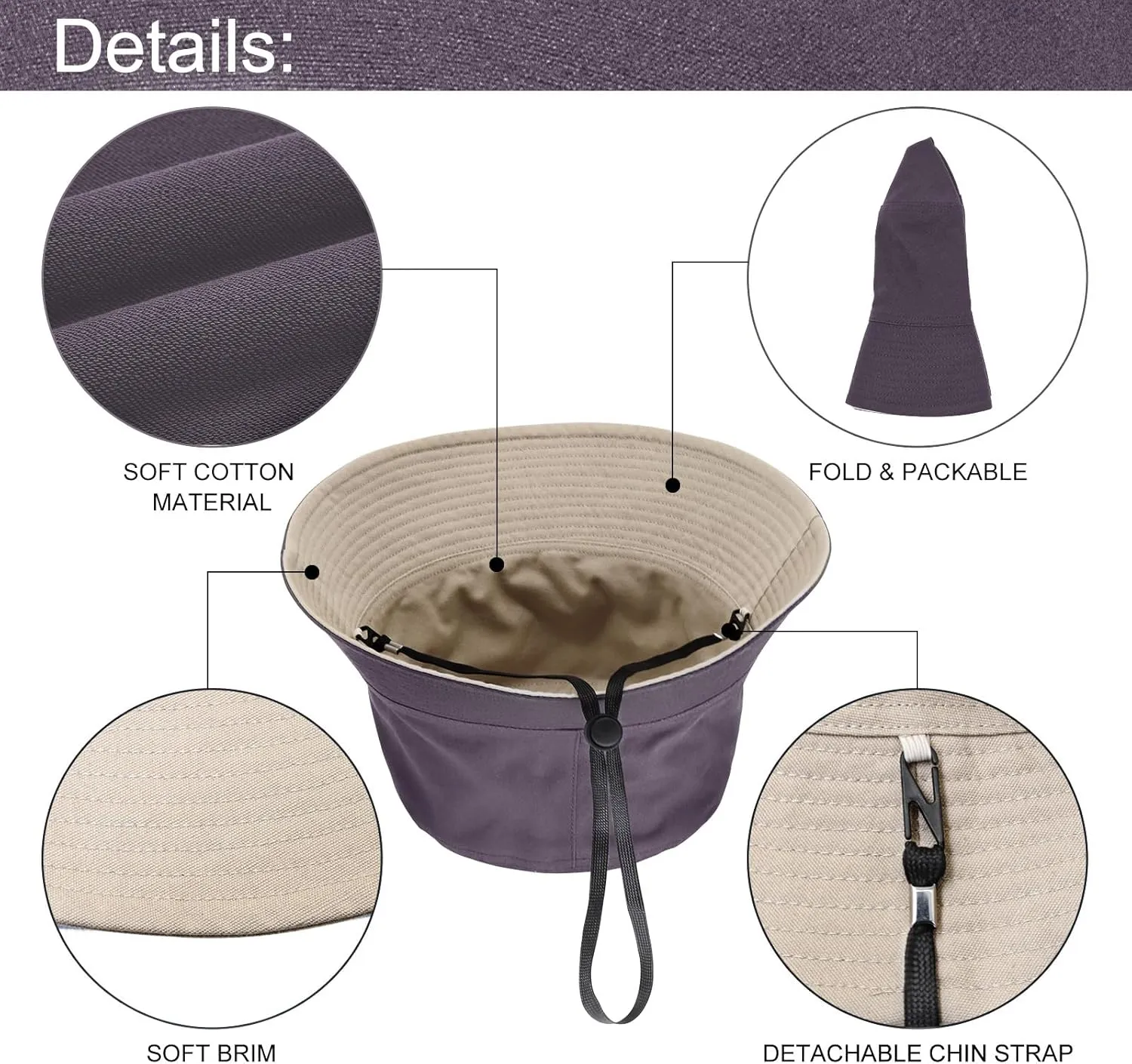 XXL Bucket Hat for Women Men, Oversize Reversible Cotton Fisherman Hats, Double Side Wear Summer Bucket Sun Hats
