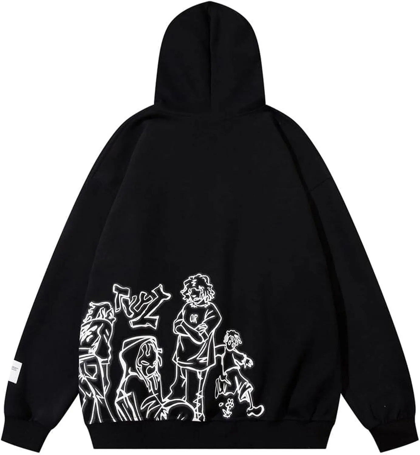 Y2k Mens Graphic Oversized Hip Hop Streetwear Casual Hoodie Cartoon Character Print Hoodies Hooded Sweatshirt