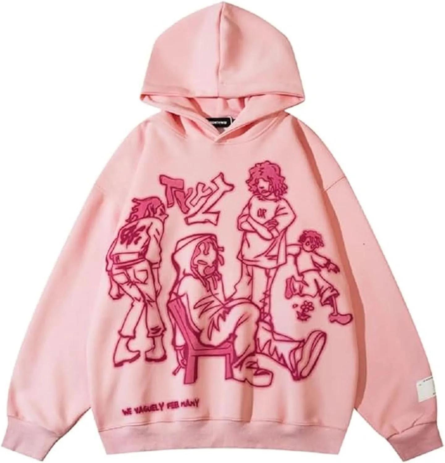 Y2k Mens Graphic Oversized Hip Hop Streetwear Casual Hoodie Cartoon Character Print Hoodies Hooded Sweatshirt