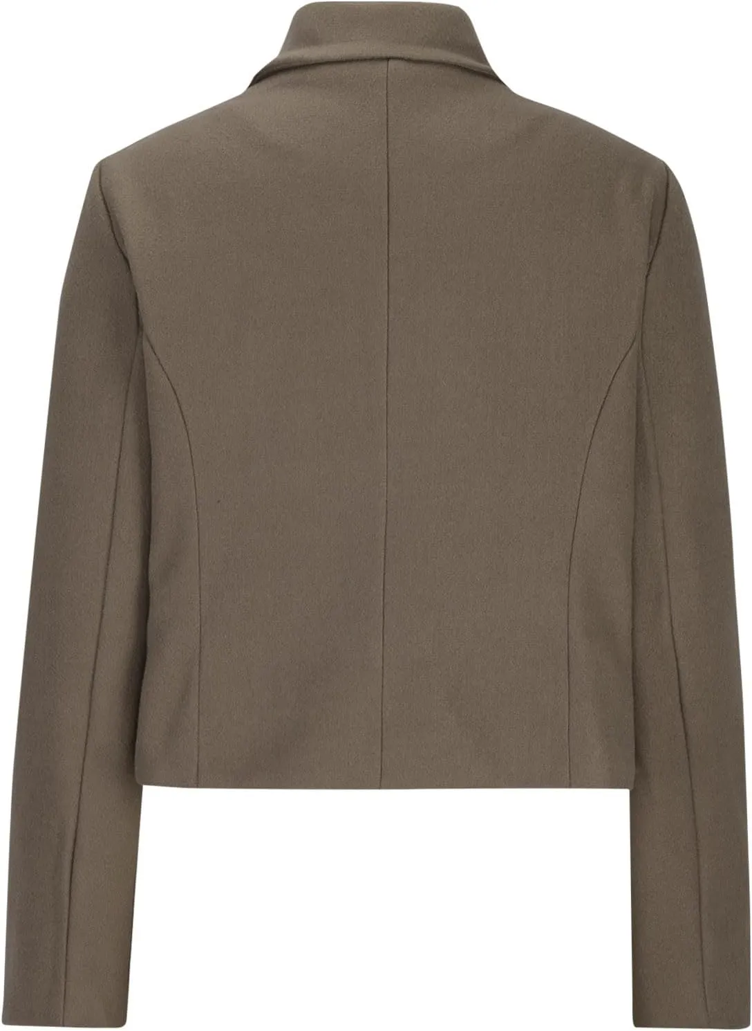 yardsong Cropped Pea Coat Women Wool Blend Notched Lapel Collar Long Sleeve Casual Jackets Fashion Long Sleeve Outwear