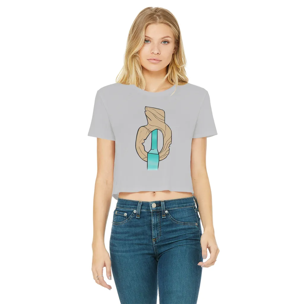 Yellow Rock with Water Classic Women's Cropped Raw Edge T-Shirt