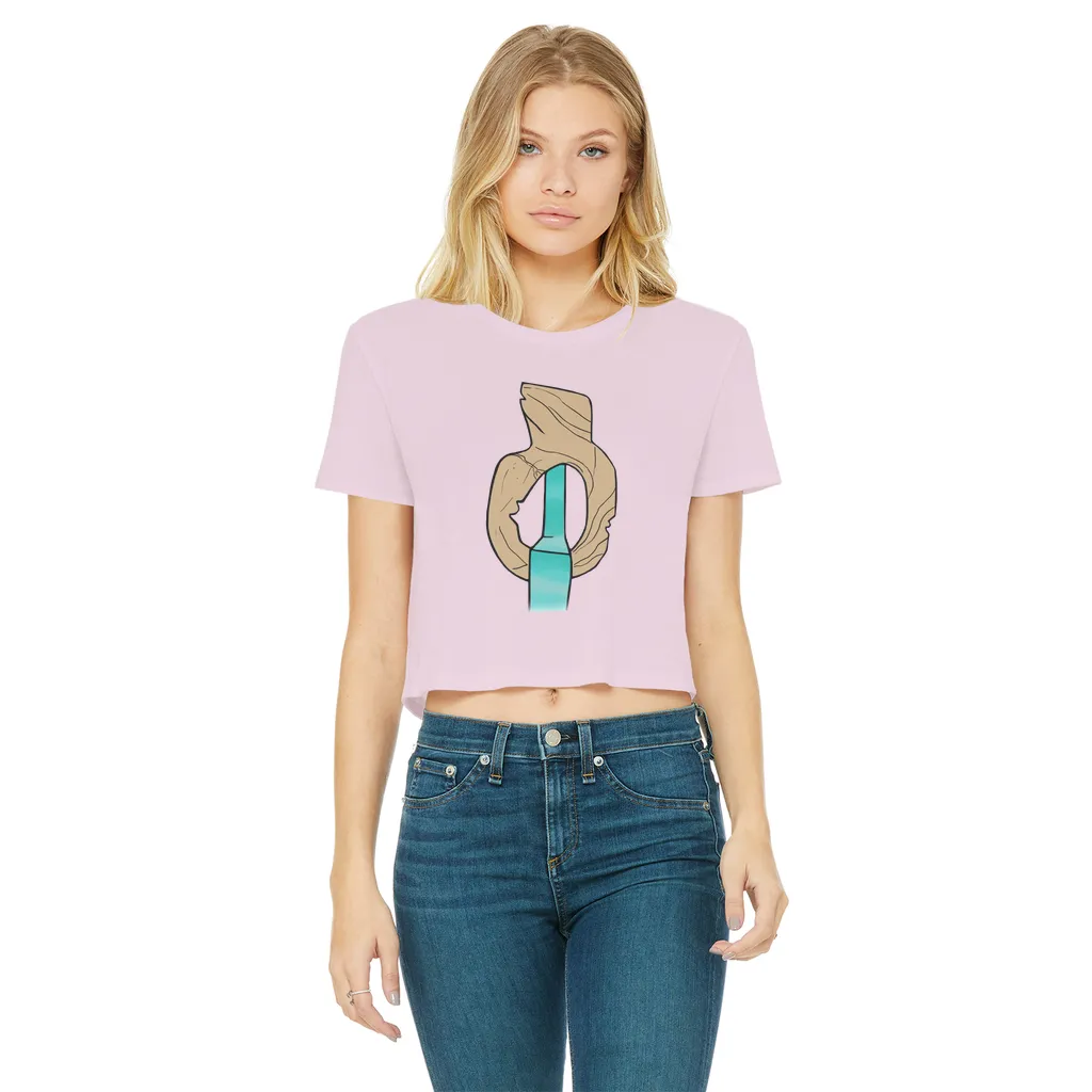 Yellow Rock with Water Classic Women's Cropped Raw Edge T-Shirt