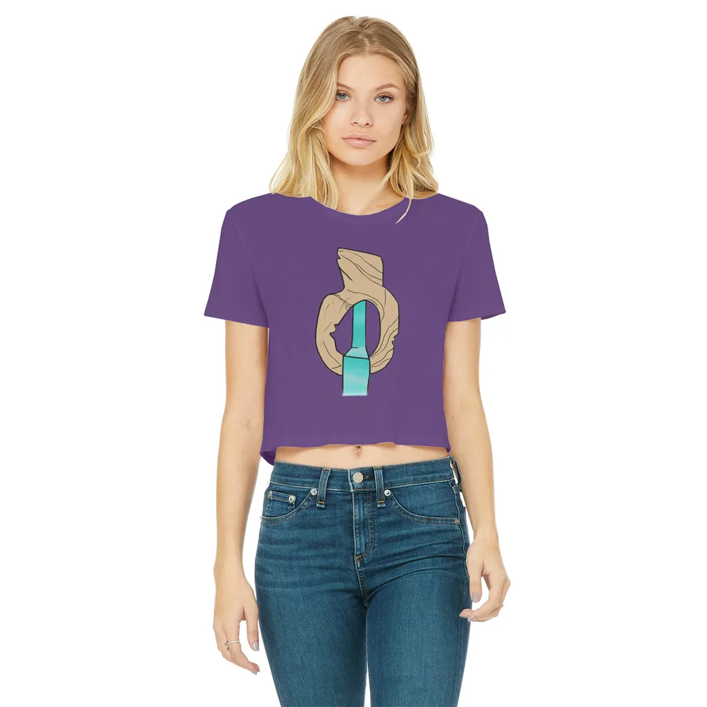 Yellow Rock with Water Classic Women's Cropped Raw Edge T-Shirt