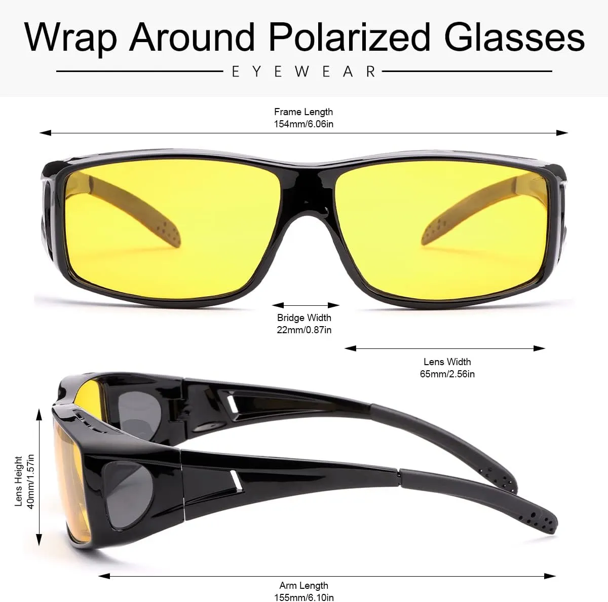 YIMI Wrap Around Fashion Sunglasses Polarized Lens Wear Over Prescription Glasses Fit Over Regular Eyeglasses UV Protection
