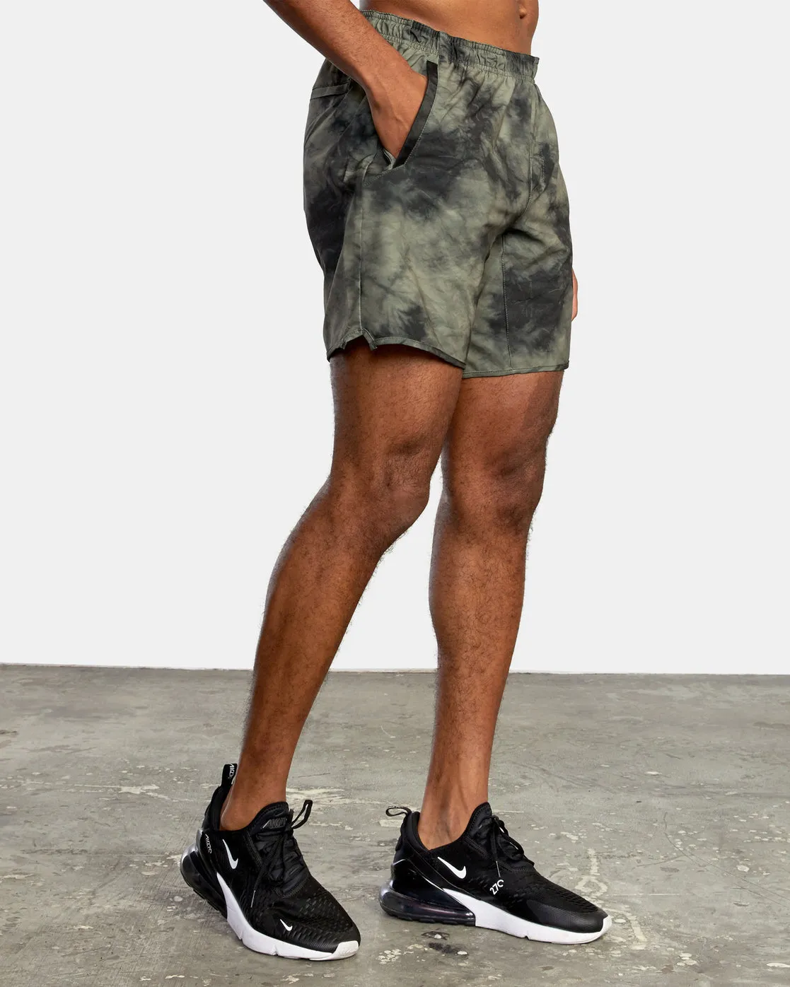 Yogger Stretch 17" Athletic Shorts - Olive Tie Dye