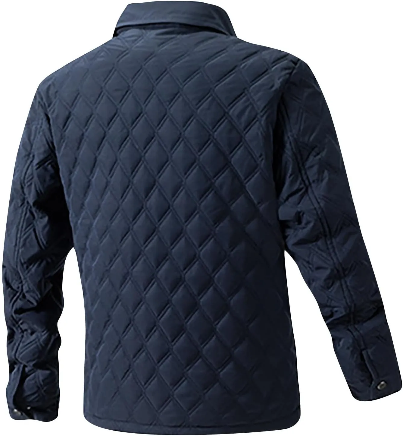 Zeiyignr Mens Quilted Barn Jacket Winter Button Down Lightweight Warm Padded Coats Casual Trucker Jackets Outwear with Pocket