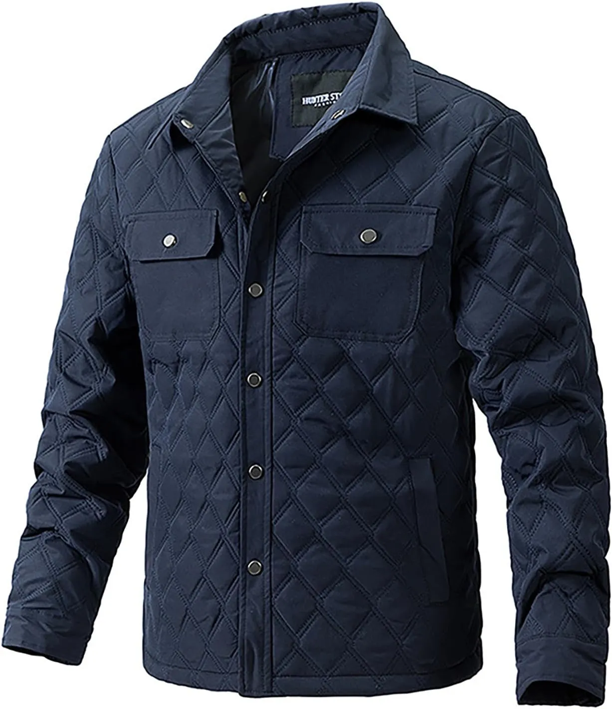 Zeiyignr Mens Quilted Barn Jacket Winter Button Down Lightweight Warm Padded Coats Casual Trucker Jackets Outwear with Pocket