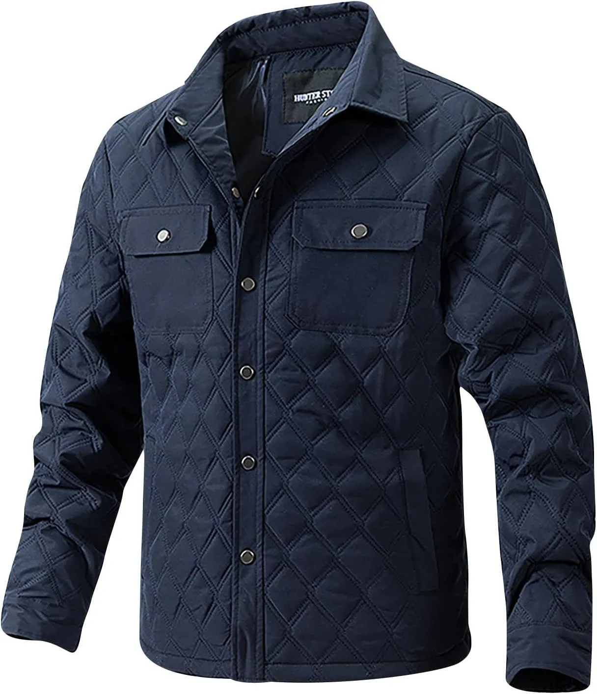 Zeiyignr Mens Quilted Barn Jacket Winter Button Down Lightweight Warm Padded Coats Casual Trucker Jackets Outwear with Pocket