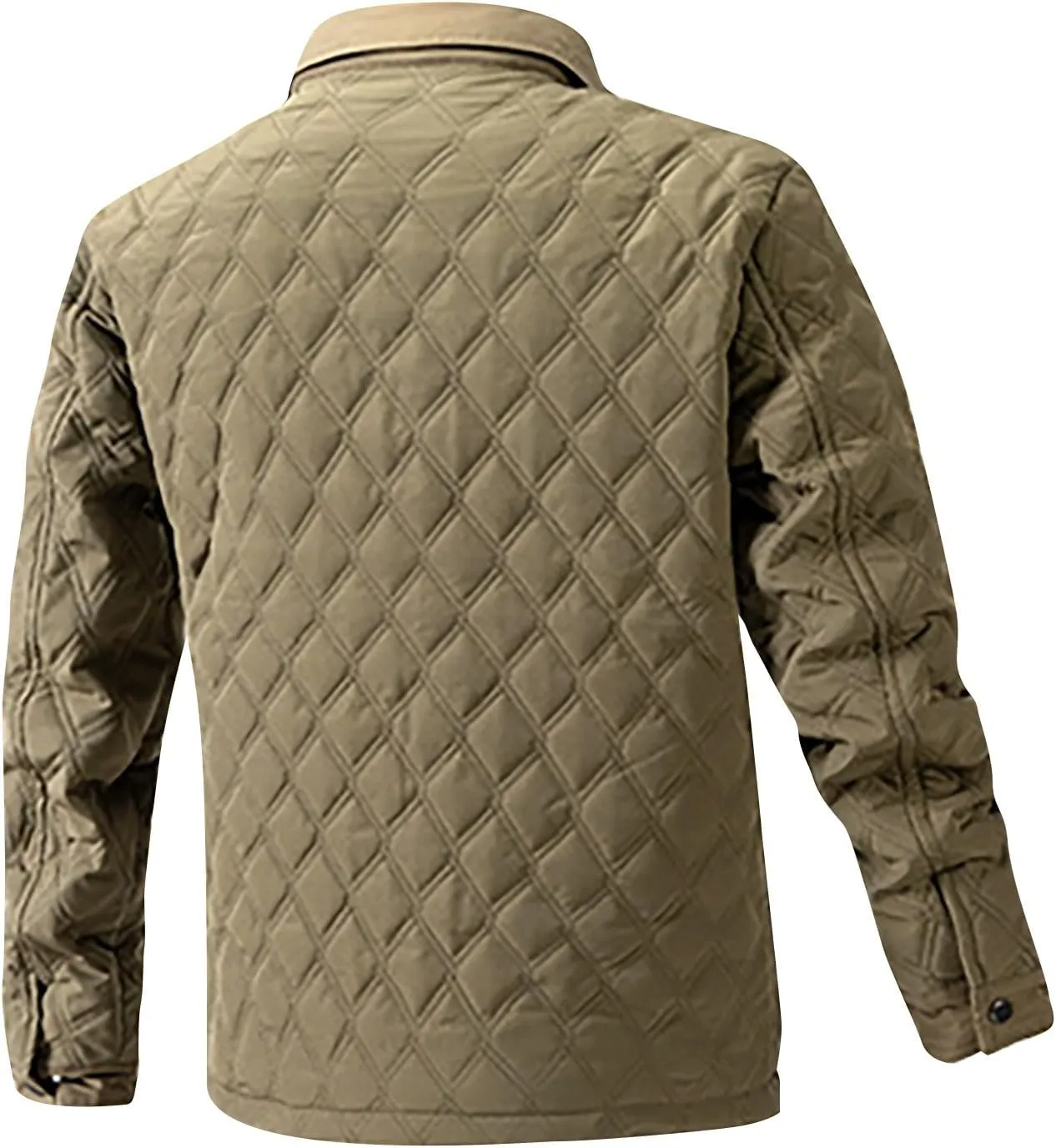 Zeiyignr Mens Quilted Barn Jacket Winter Button Down Lightweight Warm Padded Coats Casual Trucker Jackets Outwear with Pocket